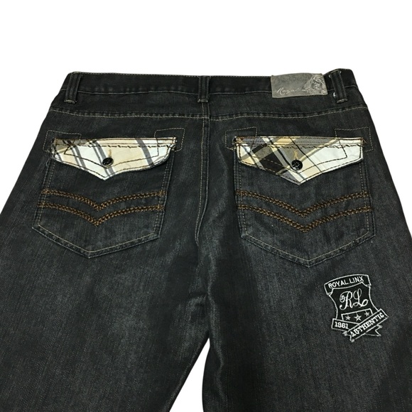 Royal Linx 38x30 Black Plaid Back Pocket Cotton Men’s Jeans - Picture 9 of 12